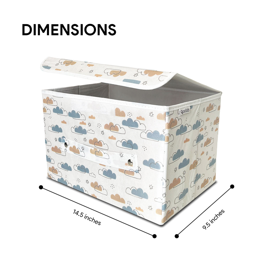 Storage Box with Lid- Dreamy Clouds Cool Blue hues- Pack of 2