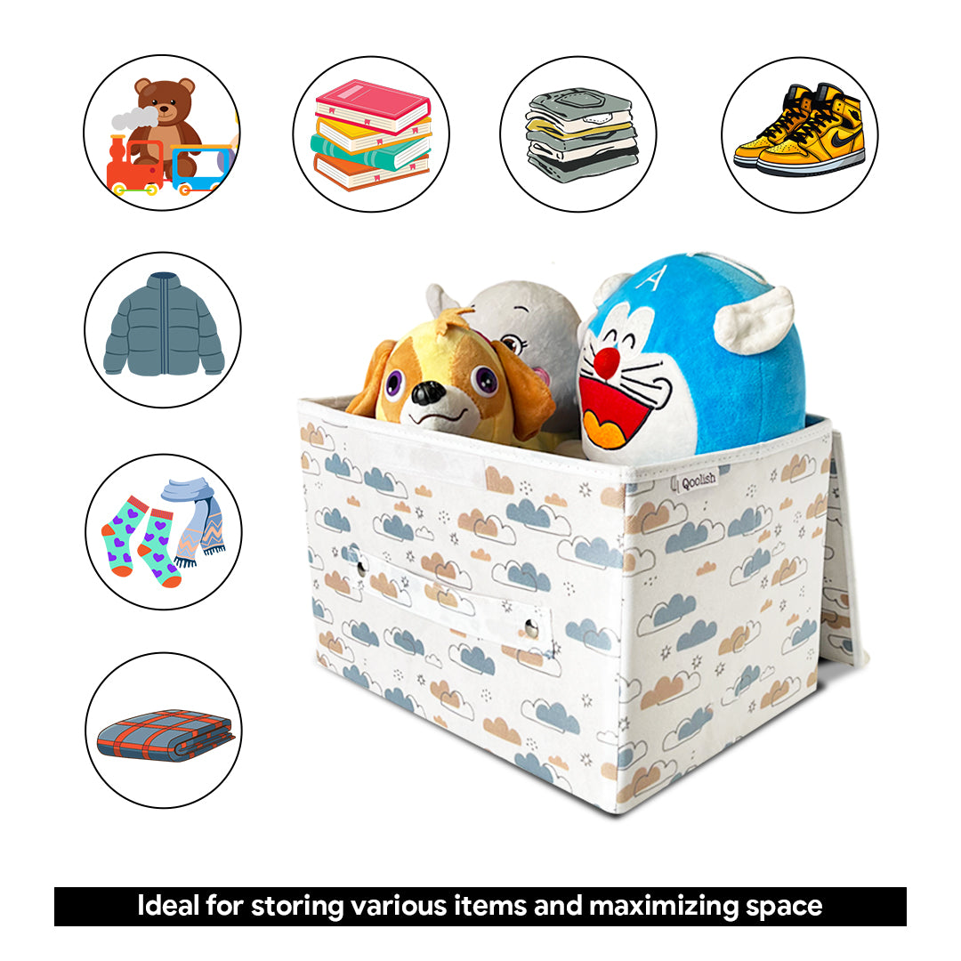 Storage Box with Lid- Dreamy Clouds Cool Blue hues- Pack of 2