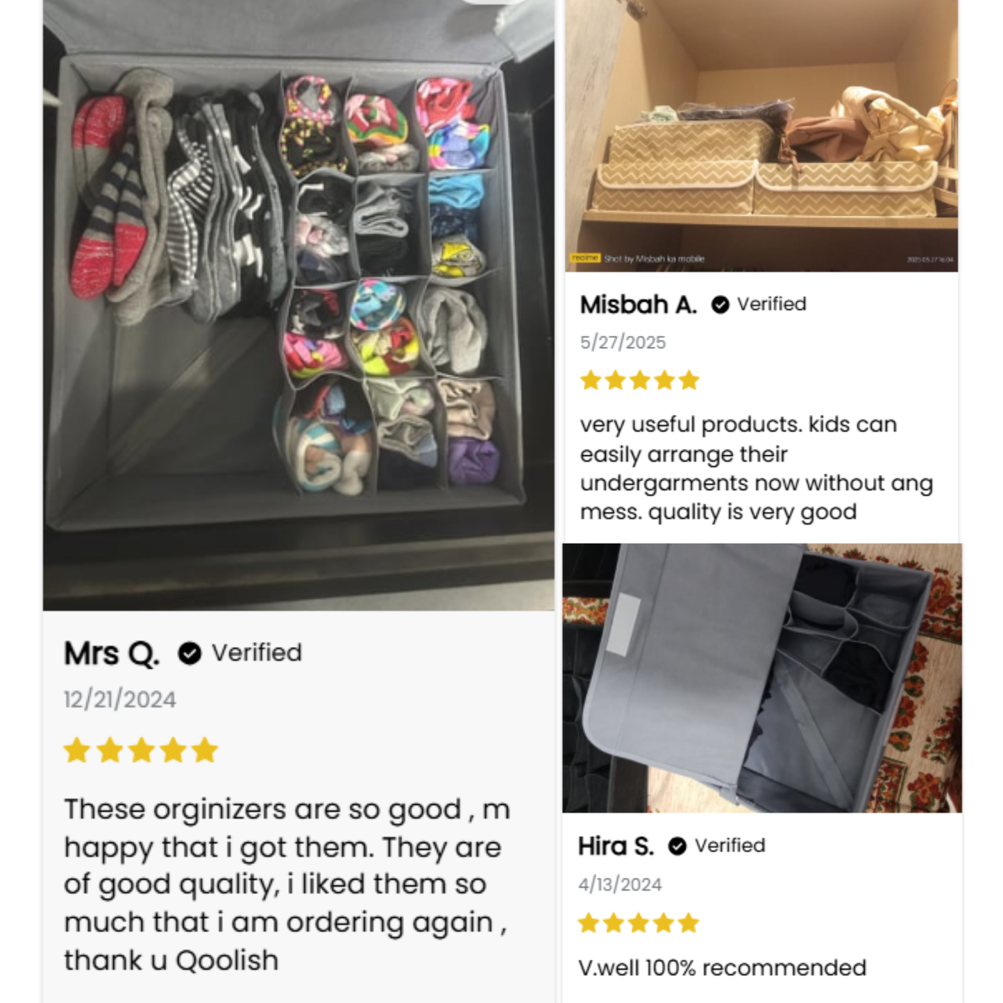 Qoolish Pack of 1 Undergarments White Stripes Organizer Box with Lid