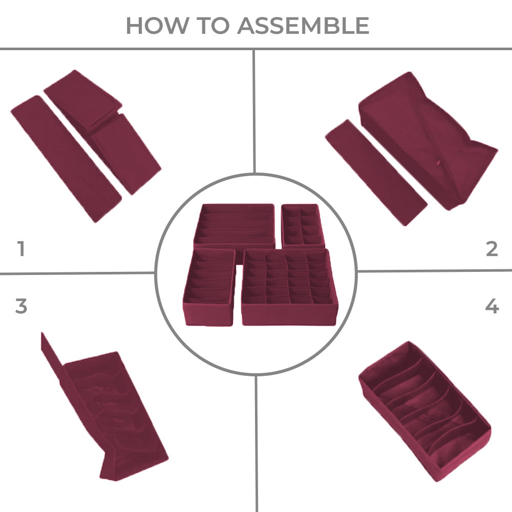 Qoolish 4-Pack Undergarments Drawer Organizers (Available in 5 Colors)