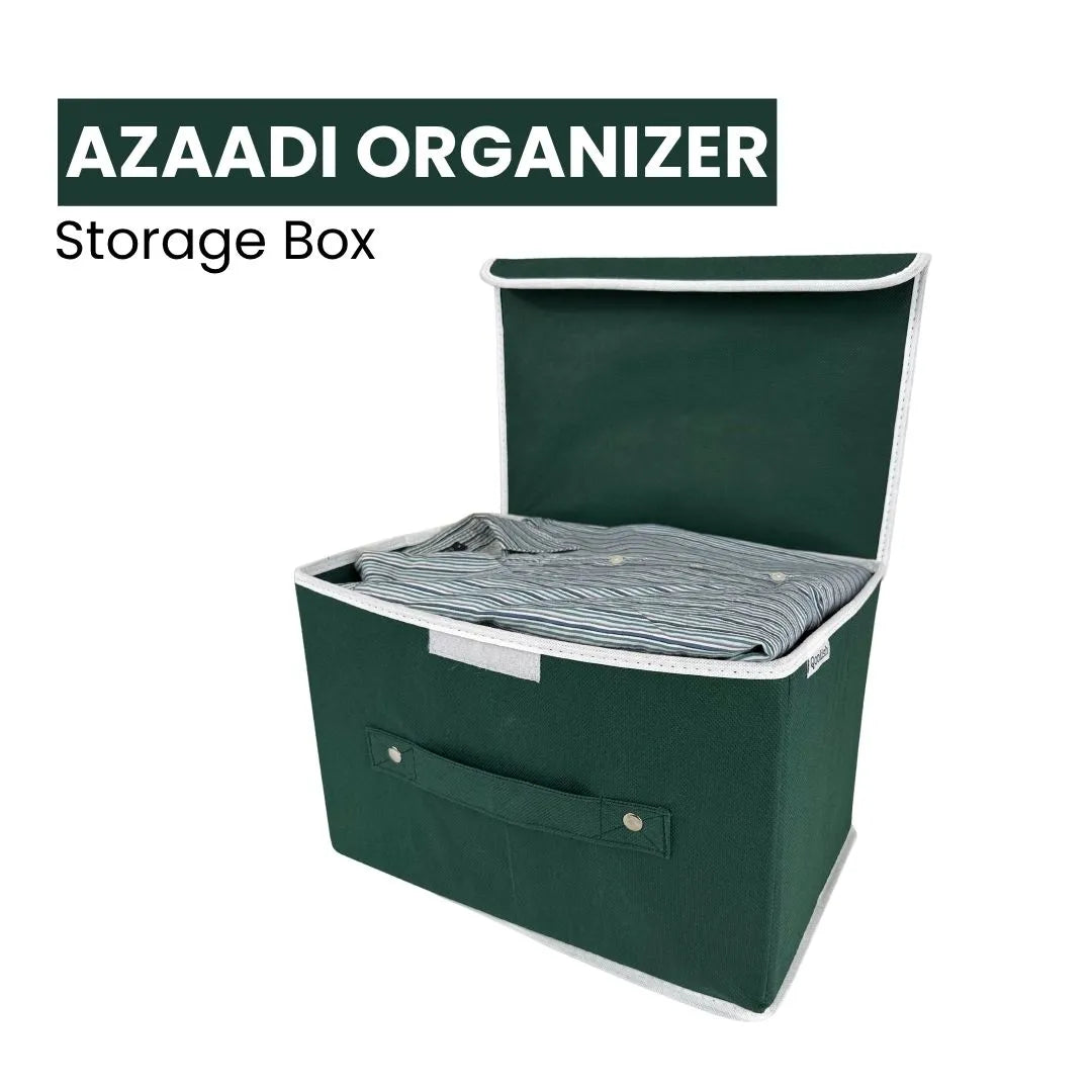 Azaadi organizer box for folded clothes – multipurpose green storage solution