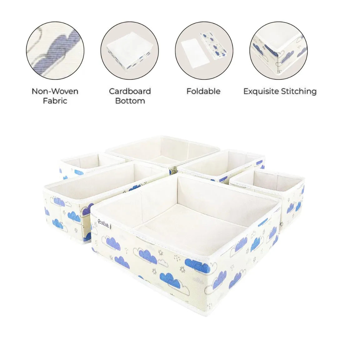 Drawer organizer size chart for small, medium and large compartments