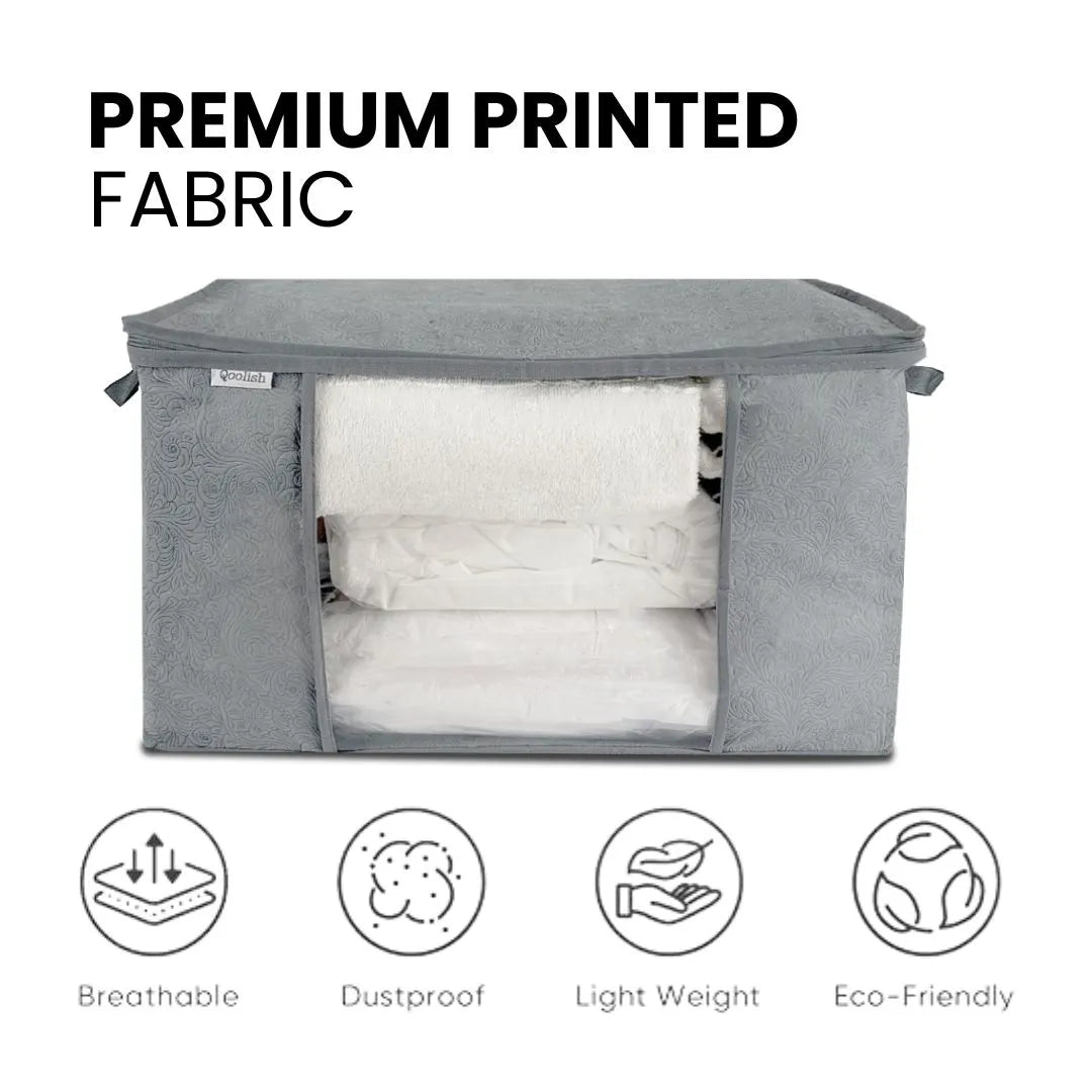 Qoolish Printed Grey Horizontal Storage Bag (Available in Pack of 3 and Pack of 5)