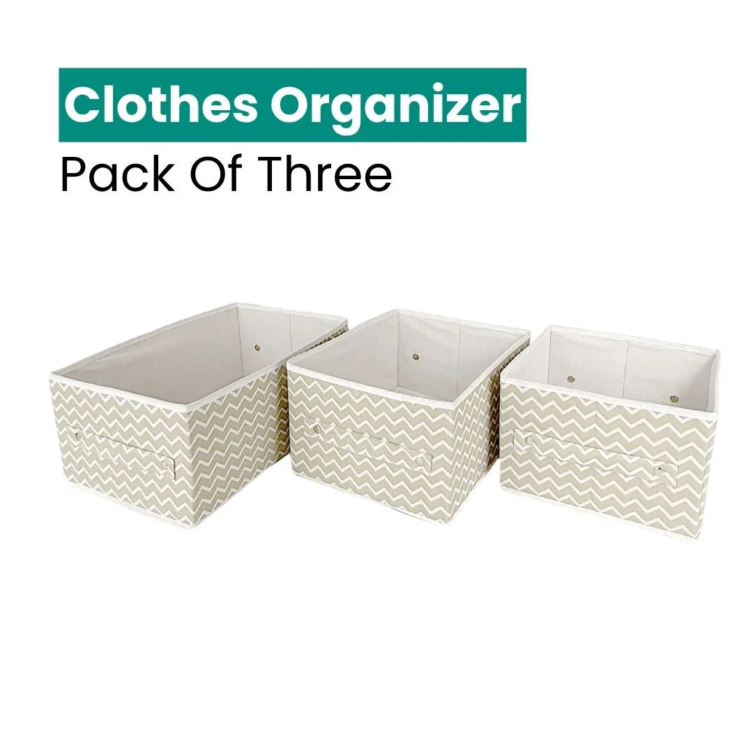 Clothes Organizer Pack of Three – Small, Medium, and Large Storage Boxes