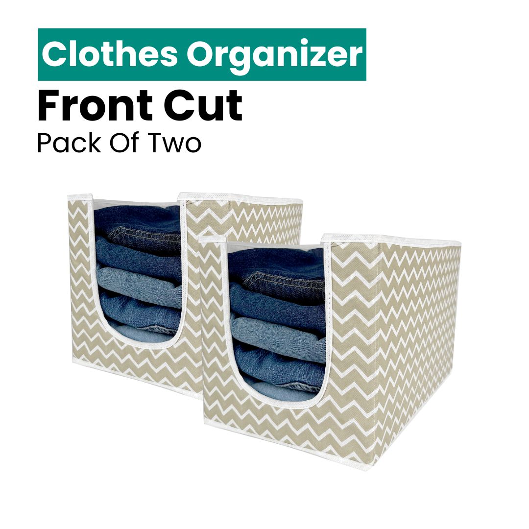 Front cut clothes organizer pack of 2 made from non-woven fabric for visible and easy access storage
