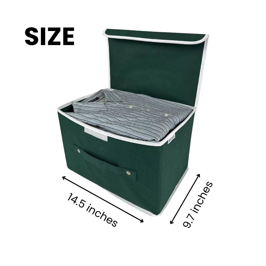 Size dimensions of Qoolish foldable storage box for clothes – 14.5 x 9.7 inches