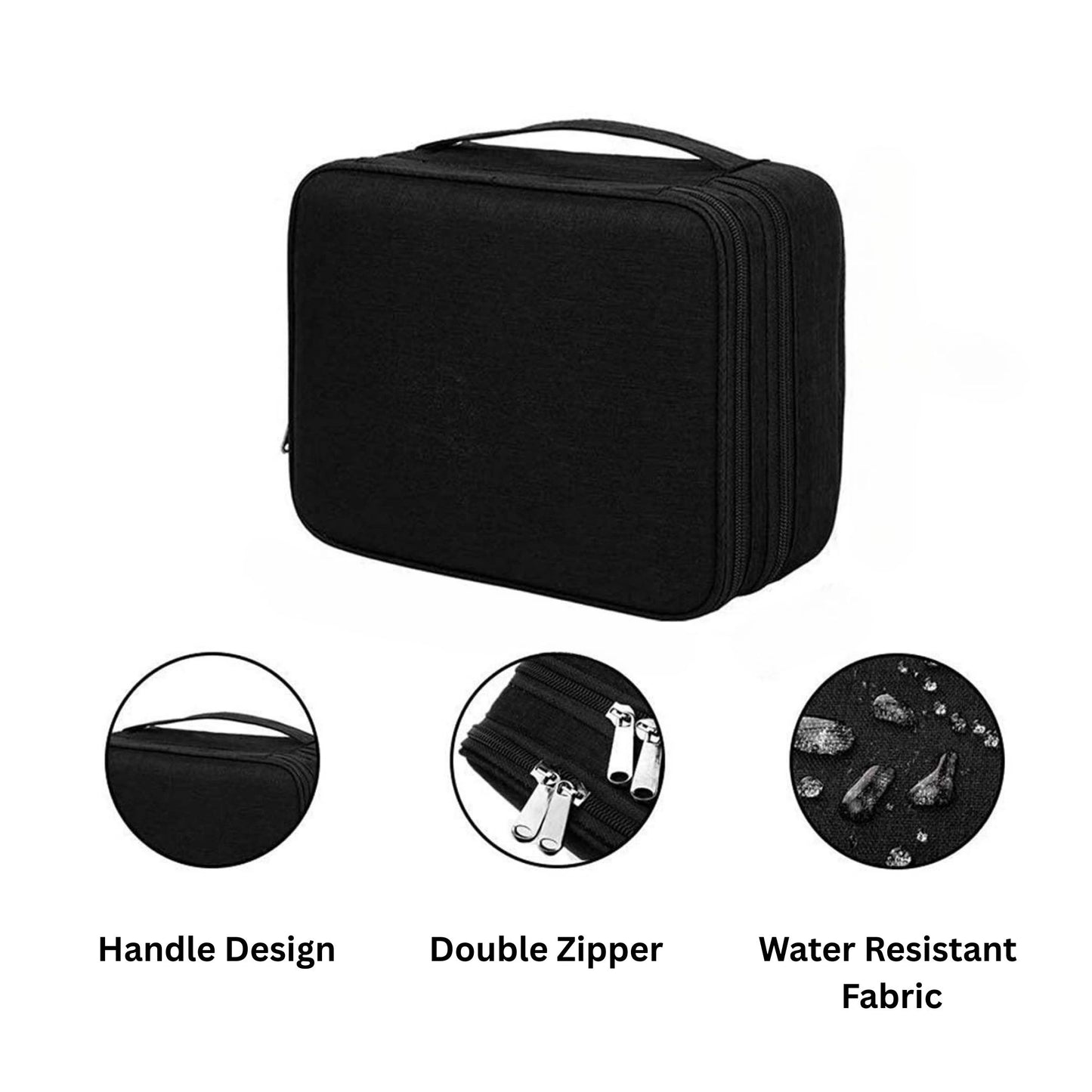 Water-resistant cable and gadget organizer bag in black by Qoolish