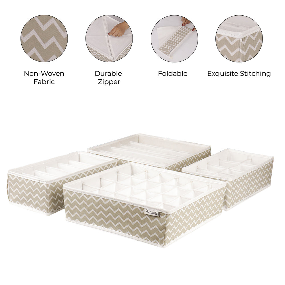 Qoolish 4-Pack Undergarments Drawer Organizers (Available in 5 Colors)