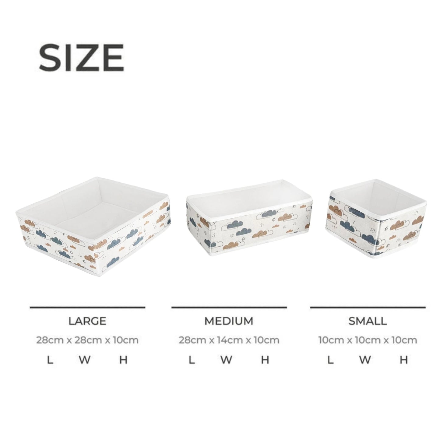 Foldable storage boxes in pastel cloud design for closet organization