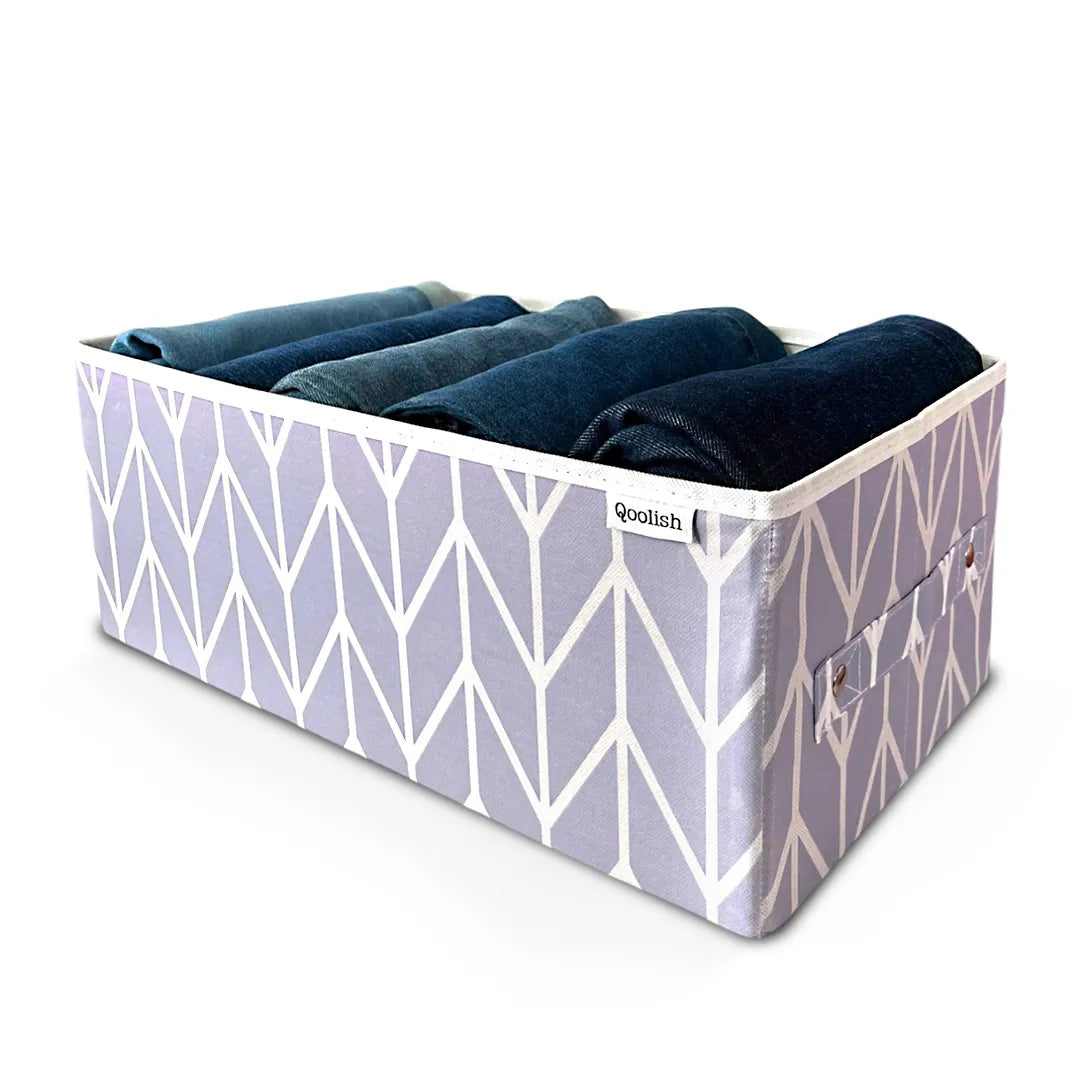 Foldable lavender storage box ideal for storing clothes, bedding, or daily items.