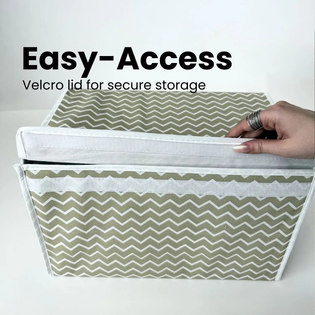 Chevron pattern storage organizer for stacking clothes neatly and stylishly.