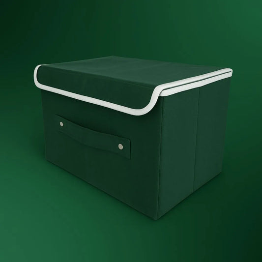 Foldable green organizer box with lid for clothes and toys – multipurpose storage solution