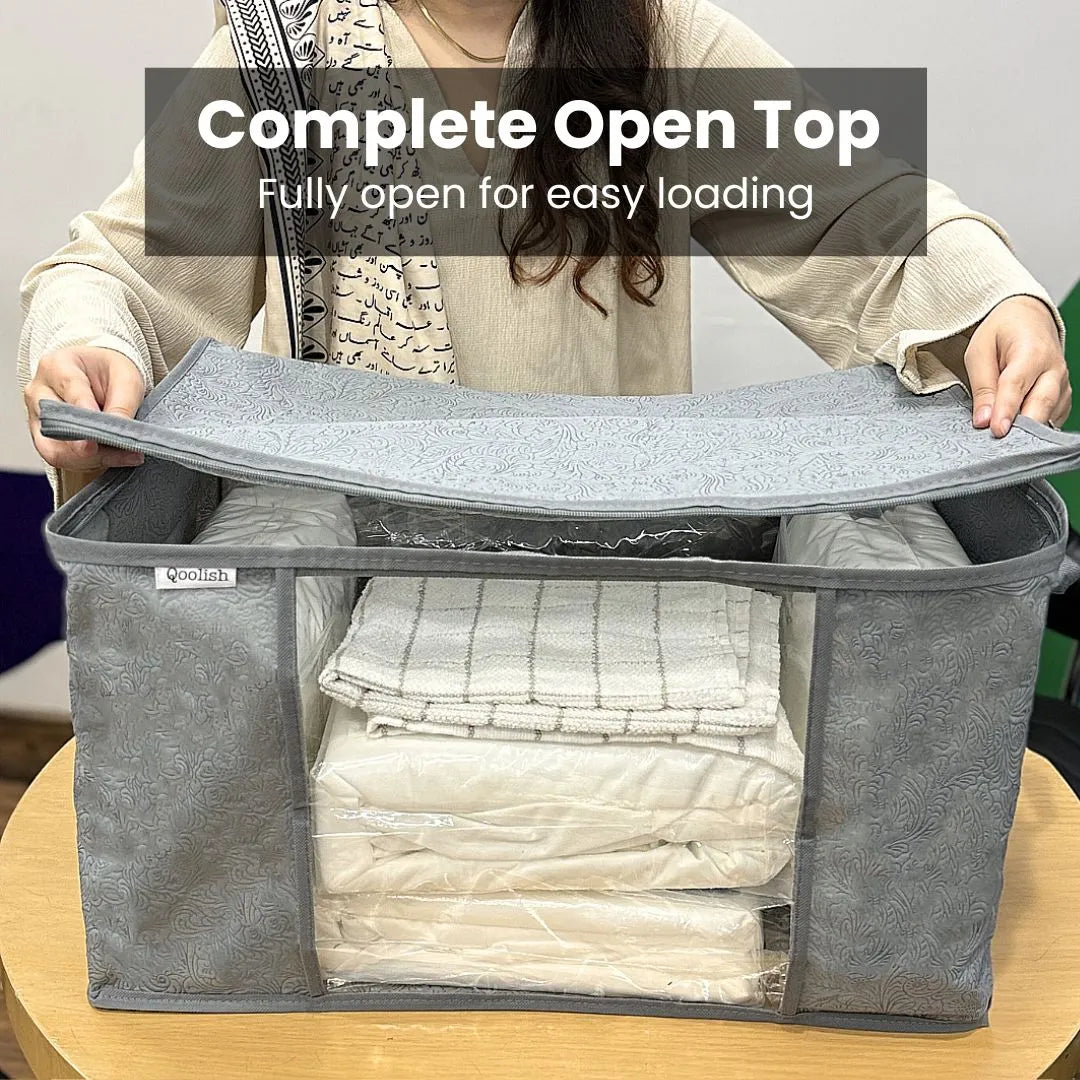 Qoolish Printed Grey Horizontal Storage Bag (Available in Pack of 3 and Pack of 5)