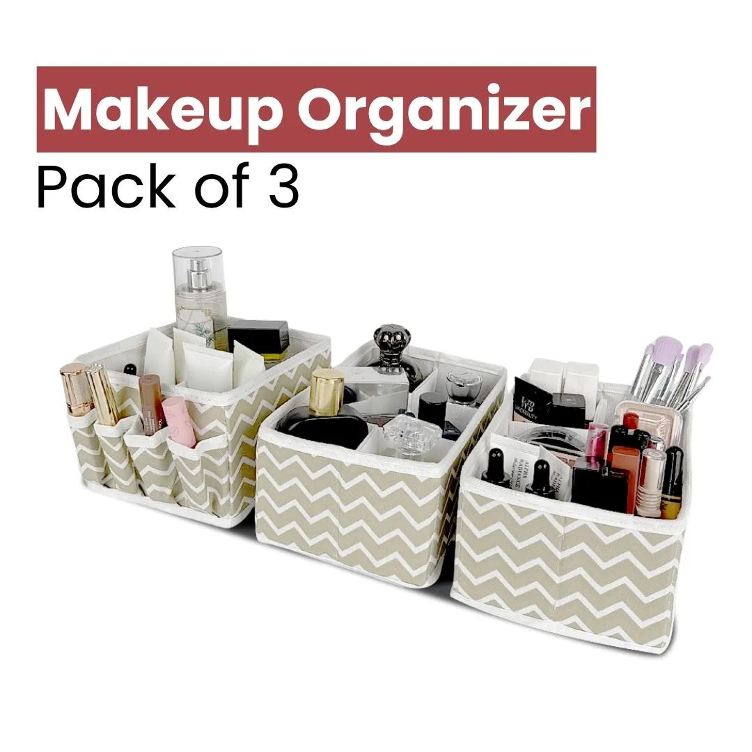 Makeup Organizer Pack of 3 – Compact Storage for Beauty Essentials