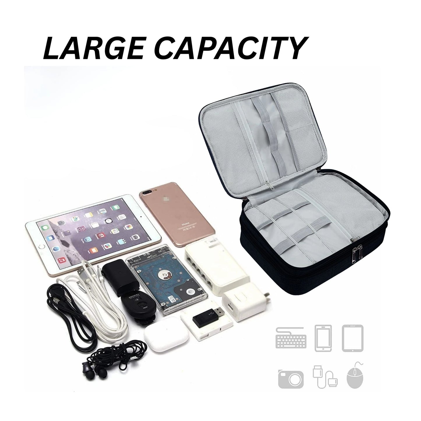 Portable tech pouch for travel and daily commuting