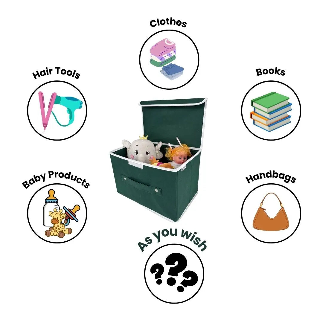 Multipurpose organizer box for baby essentials, books, clothes, and accessories