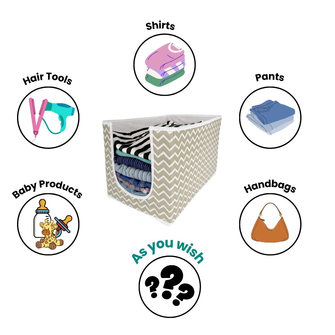 Multi-use storage box ideal for shirts, pants, handbags, baby products and hair tools