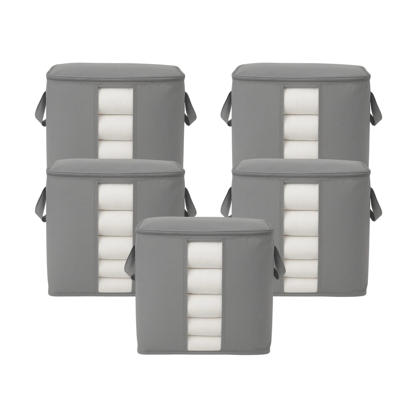 Pack of 5 Qoolish grey foldable storage bags for clothes and bedding
