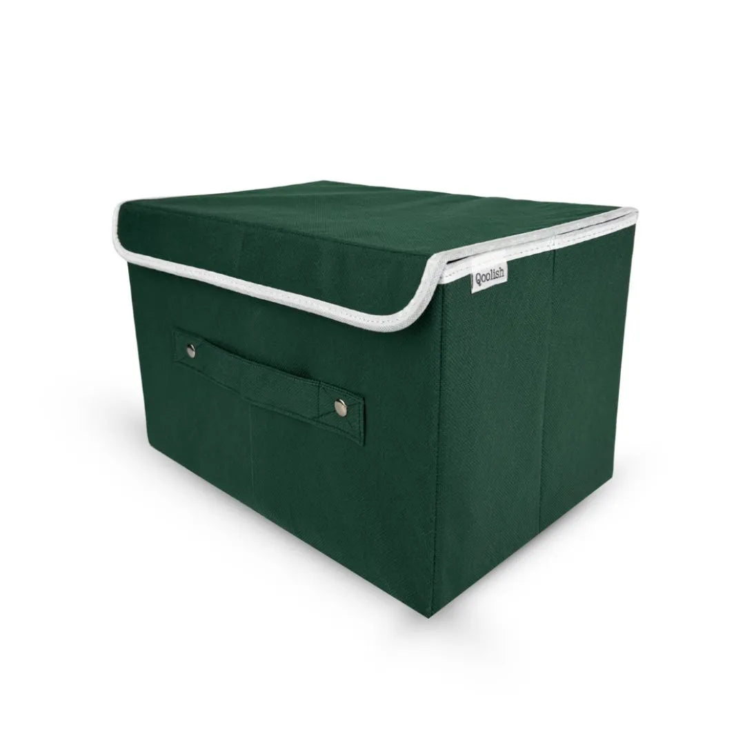 Qoolish green storage box for closet and wardrobe organization