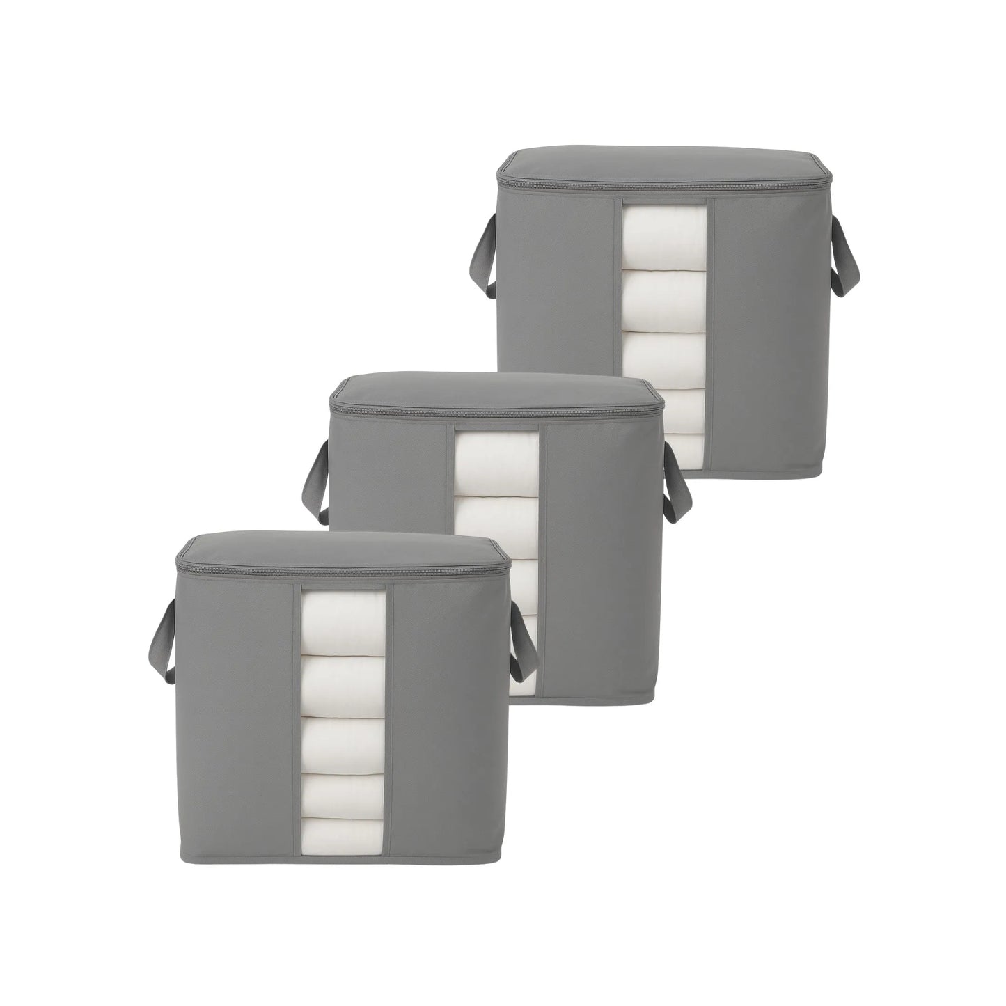 Set of 3 Qoolish grey foldable storage bags for clothes and bedding