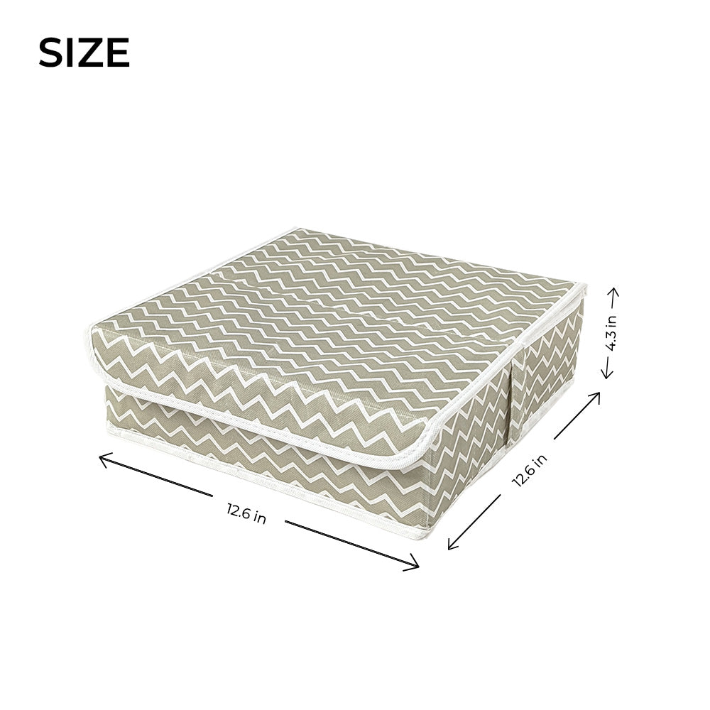 Qoolish Pack of 1 Undergarments White Stripes Organizer Box with Lid