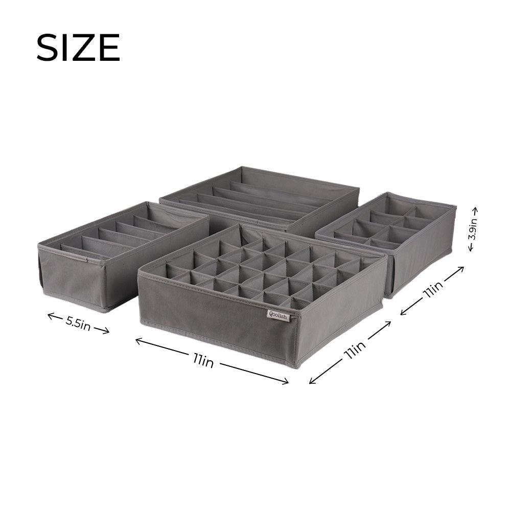 Qoolish 4-Pack Undergarments Drawer Organizers (Available in 5 Colors)
