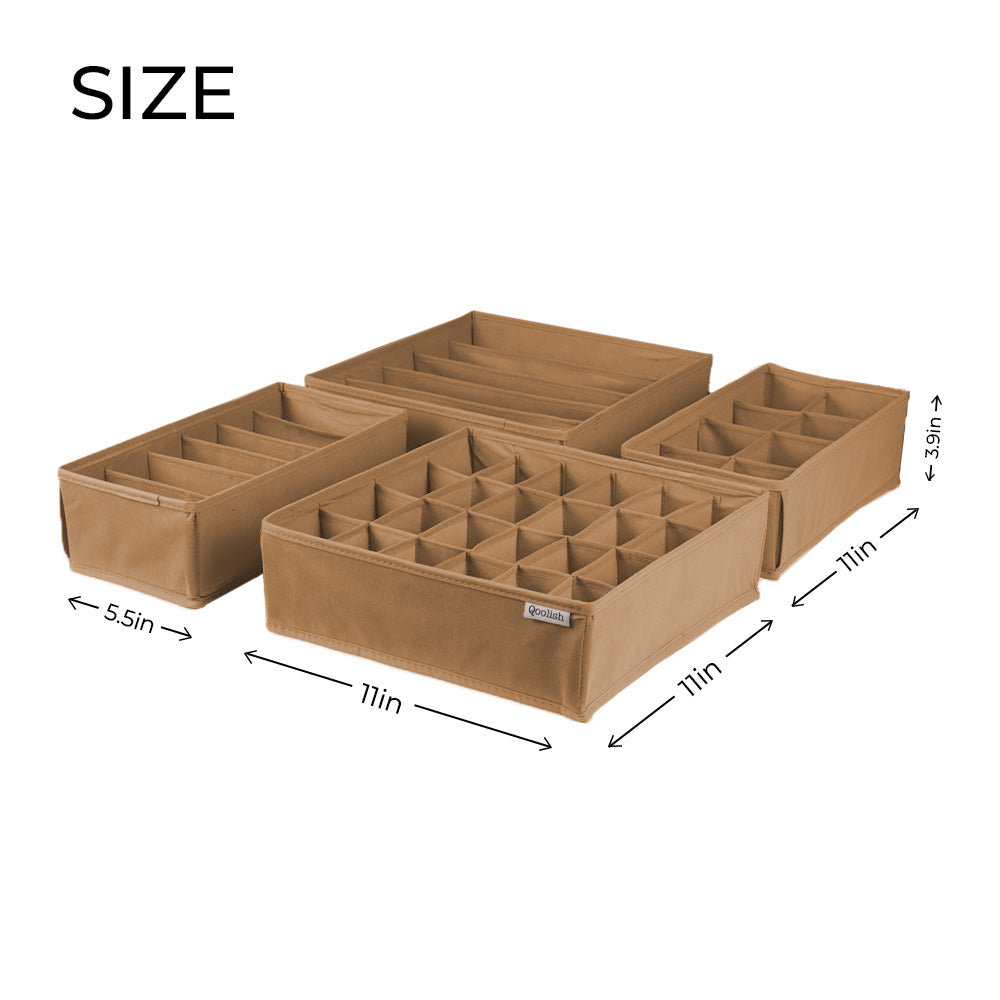Qoolish Pack of 4 Beige Drawer Organizers