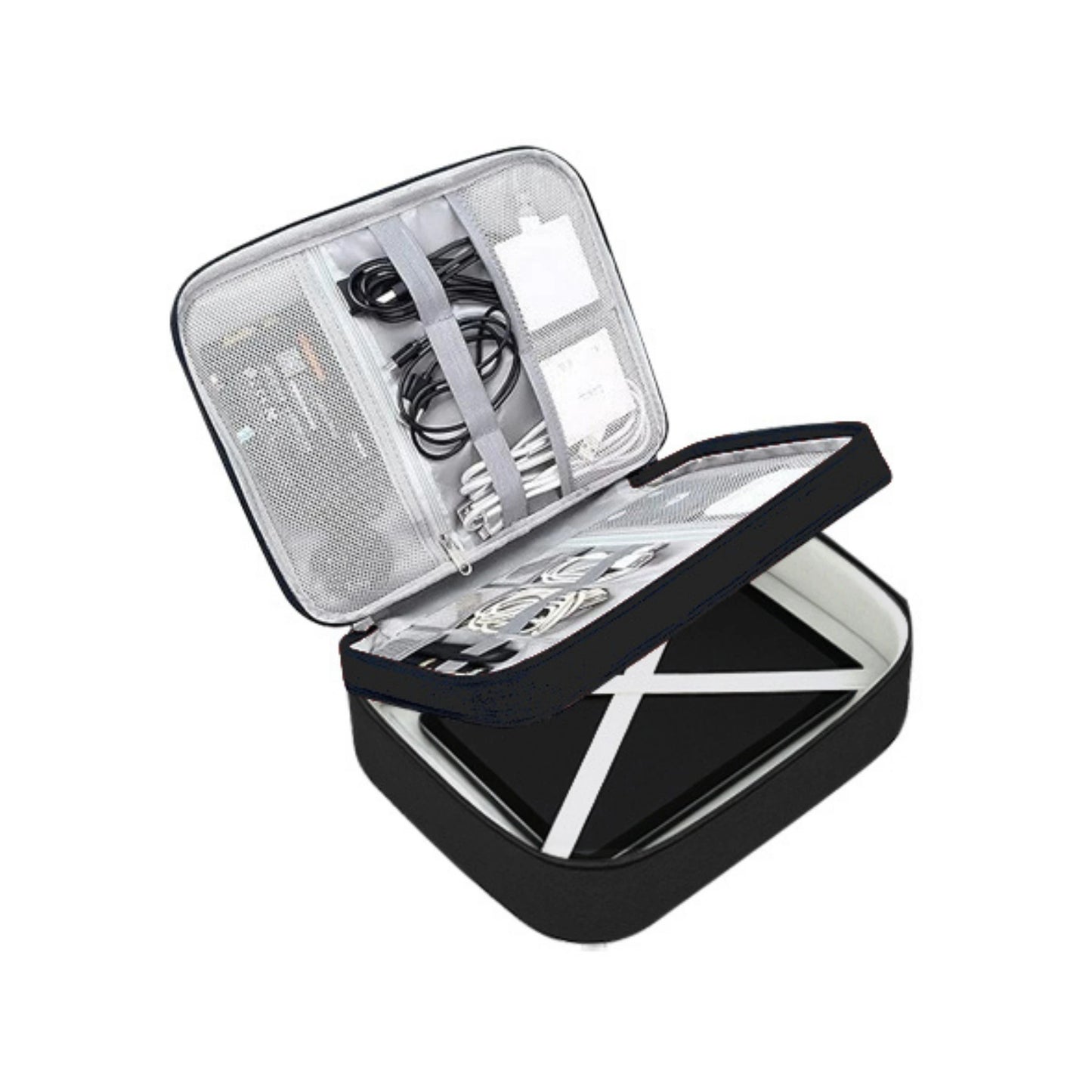 Durable travel tech organizer bag for men with waterproof compartments