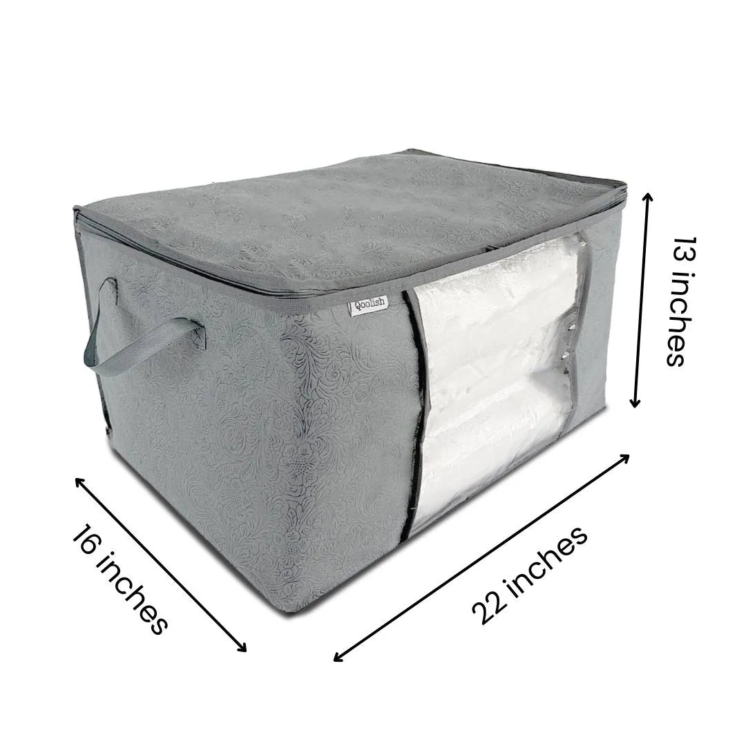Qoolish Printed Grey Horizontal Storage Bag (Available in Pack of 3 and Pack of 5)