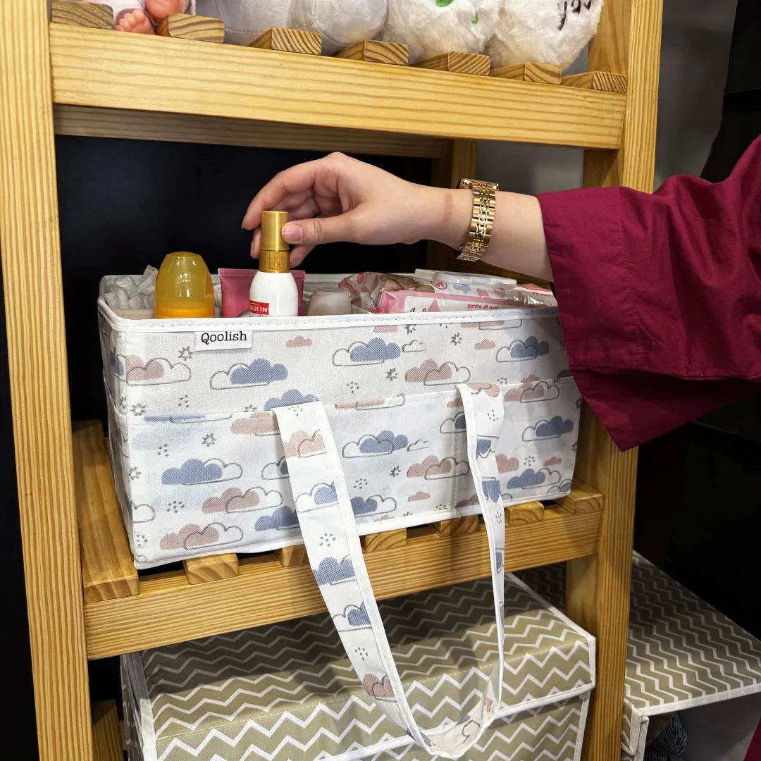 Versatile baby diaper caddy ideal for nursery, travel, and postpartum care needs.