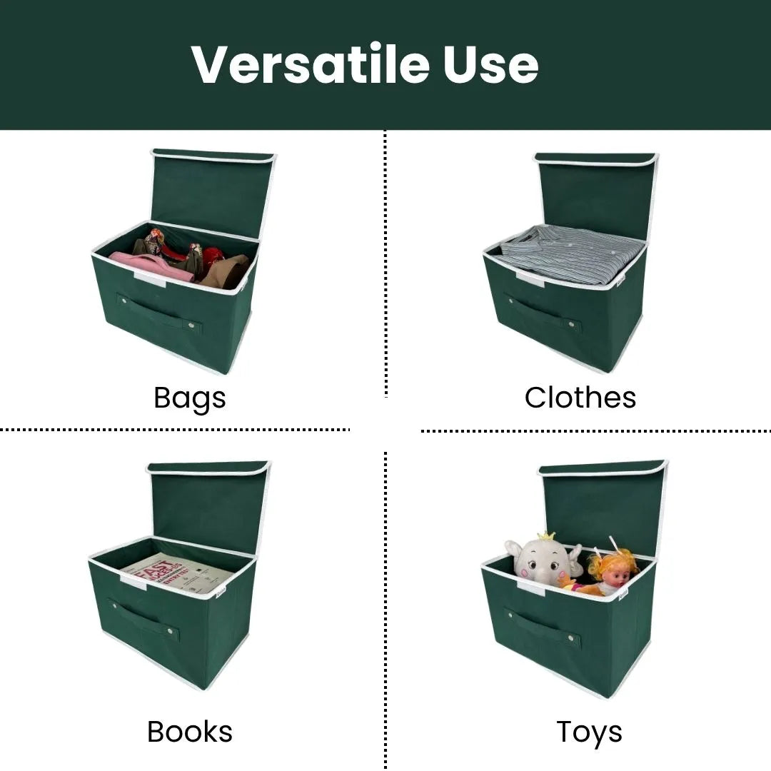 Versatile use organizer box for clothes, books, toys, and handbags