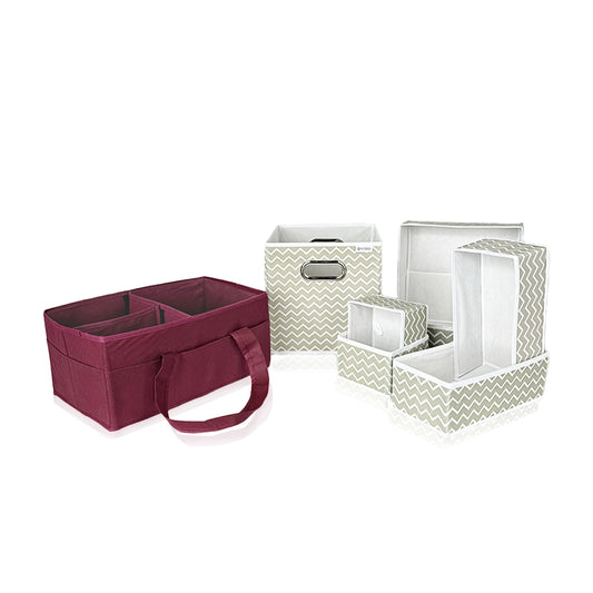 Bundle of 3 - Qoolish Pack of 6 Drawer Organizer + Storage box + Nappy Caddy - Qoolish