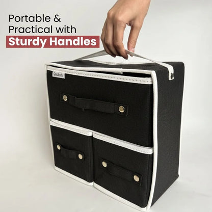 Qoolish Makeup & Jewellery Organizer Box – Black & White (Available in 3 colors)