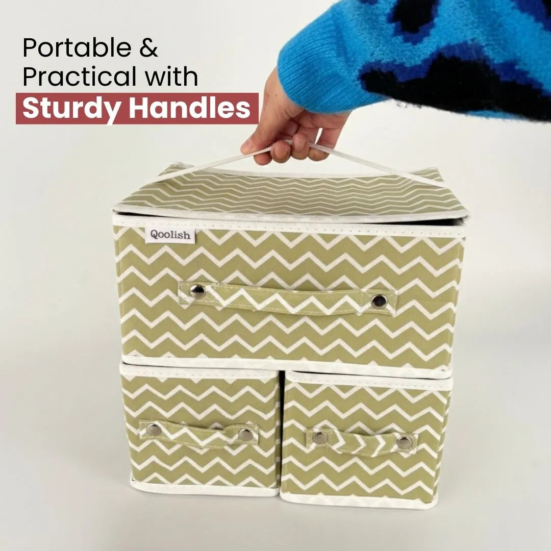 Qoolish Makeup & Jewellery Organizer Box – Black & White (Available in 3 colors)