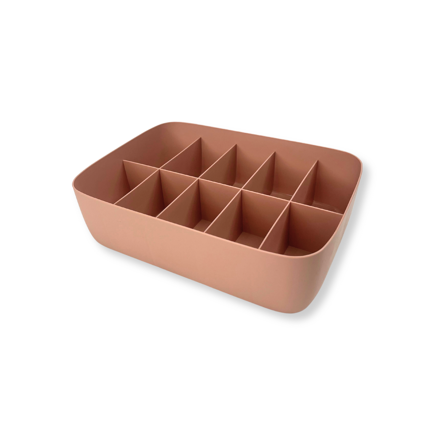 Multi-Compartment Plastic Storage Organizer - White, Blush, Beige, and Grey.