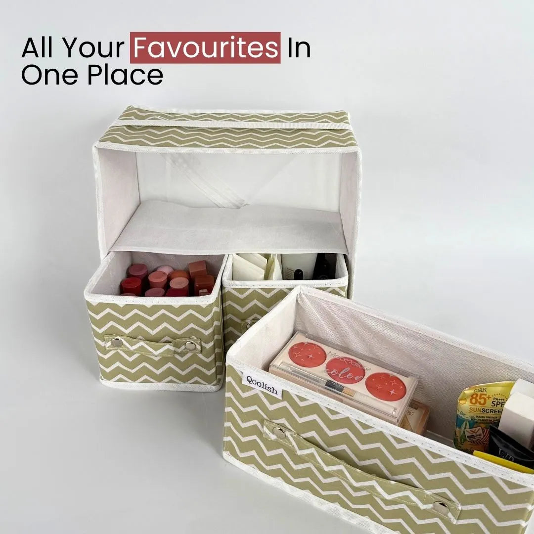 Qoolish Makeup & Jewellery Organizer Box – Black & White (Available in 3 colors)