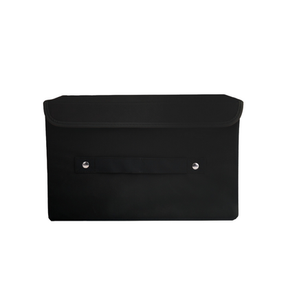 Black storage box with lid