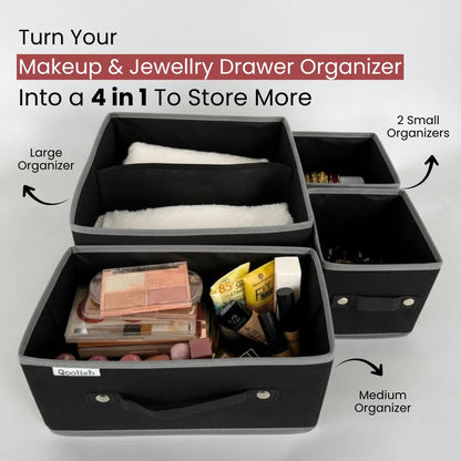 Qoolish Makeup & Jewellery Organizer Box – Black & White (Available in 3 colors)