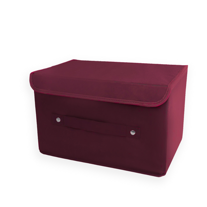 Maroon storage box with lid