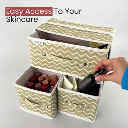 Qoolish Makeup & Jewellery Organizer Box – Black & White (Available in 3 colors)