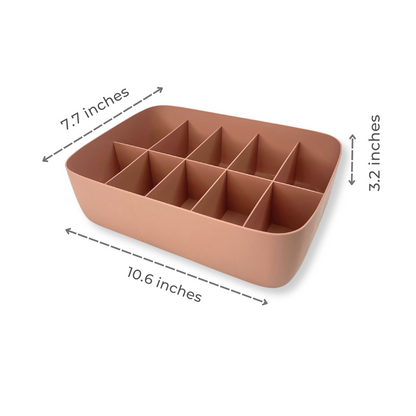 Pack of 3 Multi-Compartment Blush, Beige, and Grey Plastic Storage Organizer