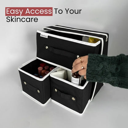 Qoolish Makeup & Jewellery Organizer Box – Black & White (Available in 3 colors)