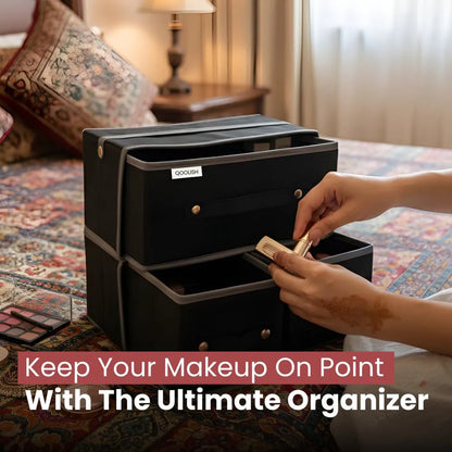 Qoolish Makeup & Jewellery Organizer Box – Black & White (Available in 3 colors)