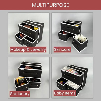 Qoolish Makeup & Jewellery Organizer Box – Black & White (Available in 3 colors)