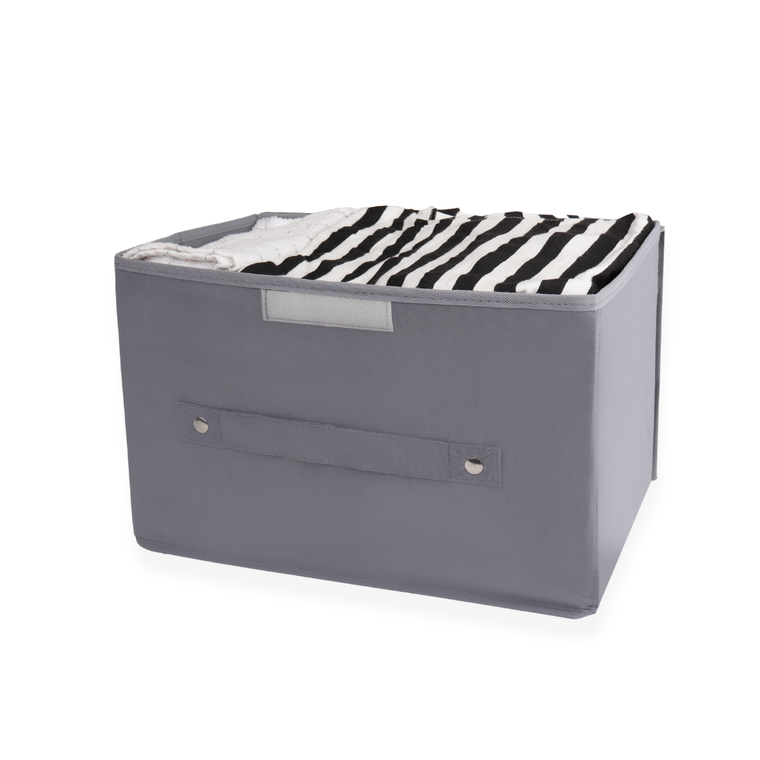 Grey storage box with lid