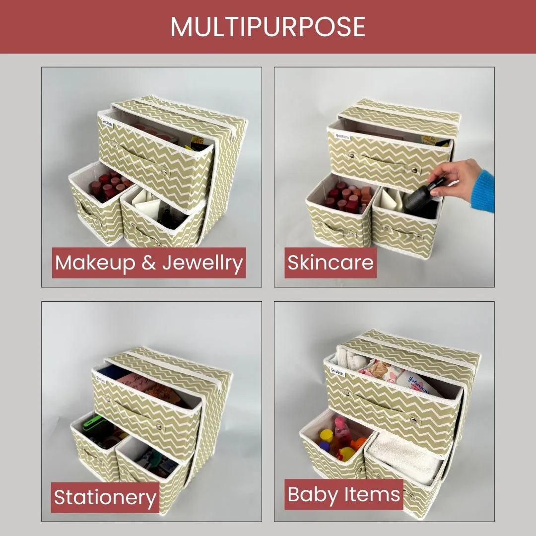 Qoolish Makeup & Jewellery Organizer Box – Black & White (Available in 3 colors)