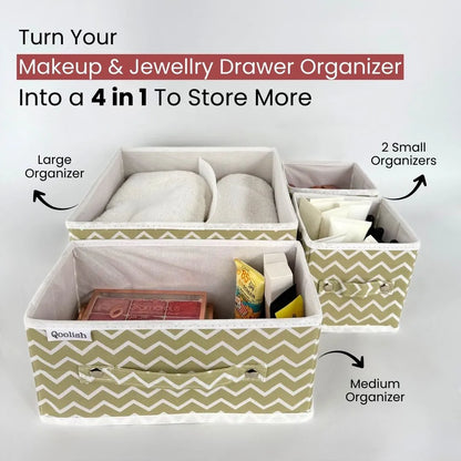 Qoolish Makeup & Jewellery Organizer Box – Black & White (Available in 3 colors)