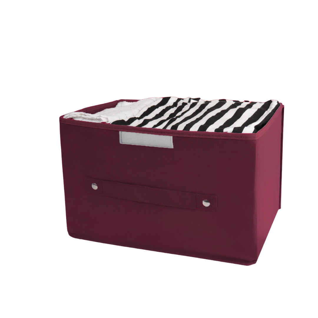 Maroon storage box with lid