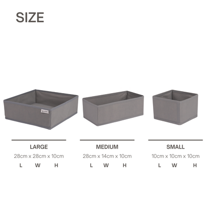 Qoolish Pack of 3 Drawer Organizers: Neatly Organize with Style (Available in 6 Colors)