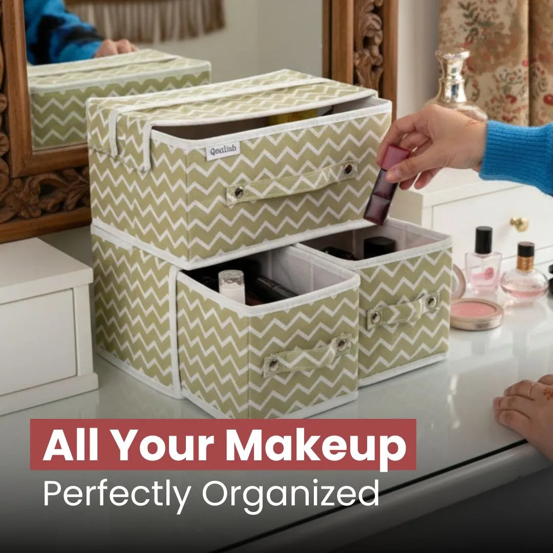 Qoolish Makeup & Jewellery Organizer Box – Black & White (Available in 3 colors)